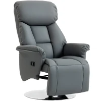 HOMCOM Relaxsessel, Liegefunktion, Lederoptik, Fußstütze, bis 120 kg, 78 x 80 x 109 cm, Grau(m-10)