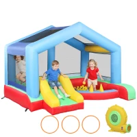 AIYAPLAY Castillo Hinchable para Niños con Soplador Tobogán Cama Elástica Piscina de Pelotas Juego de Aros Toldo(m-11)