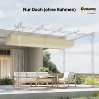 Outsunny Ersatzdach für 3 x 3 m Pergola, einziehbar, mit Regenabflusslöchern, wetterfest, Polyester, 250 x 255 cm Cremeweiß(m-9)