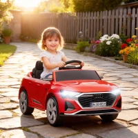 AIYAPLAY Elektro-Kinderauto, 12V Audi Q8, 3-5 km/h, Fernsteuerung, Scheinwerfer, Musik, Rot(m-2)