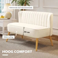 HOMCOM 2-zits bank, zachte vulling, onderhoudsarme bekleding, tot 220 kg, 117 x 56,5 x 77 cm, Crèmewit(m-4)