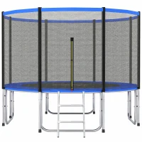 SPORTNOW Cama Elástica Exterior Ø366 cm Trampolín para Niños con Red de Seguridad Escalera y Acolchado de Muelles Azul(m-1)