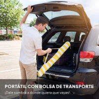 Outsunny Sombrilla de Playa con Flecos Ø180 cm Sombrilla de Terraza Exterior Altura Ajustable Inclinación 30° Amarillo y Blanco(m-8)