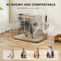 PawHut XL Stainless Steel Litter Box w/ 100° Flip Top, Scoop, Side Top Dual Entry, Odor Free, Easy Cleaning, Anti Leakage(m-3)