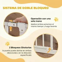 PawHut Barrera de Seguridad para Perros 75-85 cm para Puertas y Escaleras Apertura en Dos Sentidos Doble Bloqueo Blanco(m-5)