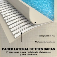 Outsunny Piscina Desmontable Tubular 394,5x208,3x80,5 cm 6075 L con Marco Metálico Parche de Reparación sin Depuradora Gris(m-5)