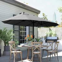 Outsunny Sombrilla Doble para Jardín 455x265x238 cm Parasol Grande con Manivela Manual Protección Solar Color Negro(m-8)