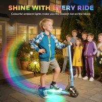 SPORTNOW Folding Electric Scooter for Kids, with Dual Brakes, Front Suspension, LED Colourful Lights, Blue(m-5)