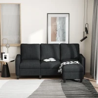 HOMCOM hoekbank, bankstel met omkeerbare chaise longue, 197 x 139 x 91 cm, donkergrijs(m-7)