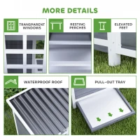 PawHut Gallinero para Exterior de Madera 100x86x100cm 2-4 Gallinas Nido Bandeja Extraíble Techo Impermeable Perchas Gris Claro(m-7)