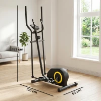 SPORTNOW Bicicleta Elíptica Silenciona com Bluetooth Compatível com App Resistência Ajustável em 8 Níveis e Ecrã LCD 100x52x153 cm Preto e Amarelo(m-3)