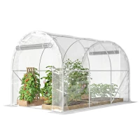 Outsunny Polytunnel-Gewächshaus, begehbares Gewächshaus mit verzinktem Stahlrahmen und UV-beständiger PE-Abdeckung, transparent(m-11)