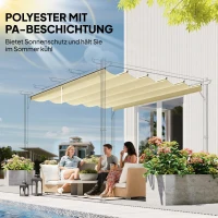 Outsunny Ersatzdach für 3 x 3 m Pergola, einziehbar, mit Regenabflusslöchern, wetterfest, Polyester, 250 x 255 cm Cremeweiß(m-5)