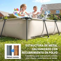 Outsunny Piscina Desmontable Tubular 316x238x66,5 cm 3700 L con Marco Metálico Parche de Reparación sin Depuradora Gris(m-4)
