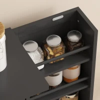 HOMCOM Armadio da Cucina con 5 Ripiani Centrali e 2 Ripiani Laterali a 6 Livelli, in MDF, 60x30x104 cm, Nero(m-9)