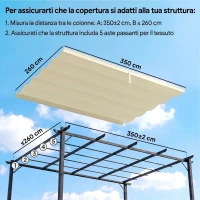 Outsunny Tettuccio di Ricambio per Pergola Gazebo da Giardino da 3x4 m in Poliestere, Crema(m-4)