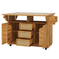 Foldable Serving Trolley with Ample Storage and Snack Racks, Mobile Kitchen Island for Balconies or Dining Room, 142.5L x 40W x 95H cm, Dark Brown(m-11)