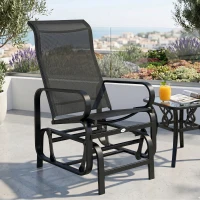 Outsunny Outdoor Gliding Rocking Chair with Sturdy Metal Frame Garden Comfortable Swing Chair, Black(m-14)