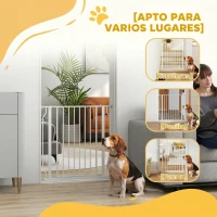 PawHut Barrera de Seguridad para Perros 75-85 cm para Puertas y Escaleras Apertura en Dos Sentidos Doble Bloqueo Blanco(m-7)