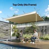 Outsunny Retractable Pergola Cover, 3.5 x 2.6 m Replacement Canopy Fabric for 4 x 3 m Frame, Roof Top Only, Beige(m-10)