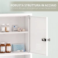 HOMCOM Armadietto portamedicinali da parete con codice, chiave e 3 ripiani, bianco(m-7)