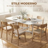 HOMCOM Mesa de Comedor Plegable para 4-6 Personas con Ruedas y Alas Abatibles Mesa Abatible para Cocina 120x80x73 cm Blanco(m-4)