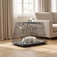 PawHut 30"(76 cm) Car Dog Crate Collapsible Slanted Travel Small Dog Cage with Tray & Handle 76L x 48W x 53H cm(m-8)