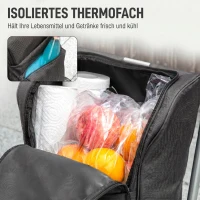 HOMCOM Einkaufstrolley, 46 Liter Tasche, Faltbarer Einkaufswagen mit Kühltasche, verstellbarer Griff, Aluminiumrahmen, Dunkelgrau(m-5)