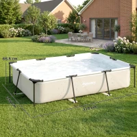 Outsunny Piscina Desmontable Tubular 316x238x66,5 cm 3700 L con Marco Metálico Parche de Reparación sin Depuradora Gris(m-3)