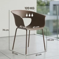 Outsunny Gartenstühle 4er Set ergonomisch Balkonstühle mit Ausschnittdesign Armlehne Wetterfest rostbeständig Kaffee(m-3)