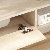 HOMCOM Meuble TV suspendu, meuble télé pour téléviseur jusqu'à 60 pouces, tiroir rabattable 2 étagères 140x24x16cm bois naturel(m-7)