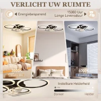 HOMCOM Plafondventilator met verlichting en afstandsbediening, 77 cm LED-plafondventilator met 3 lichtkleuren, 6 snelheden, timer(m-4)