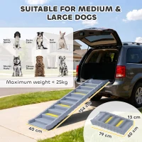PawHut Dog Car Ramp with Anti-Slip Steps, 10-Steps Pet Stairs for Pets to Access Cars and High Beds, Grey(m-3)