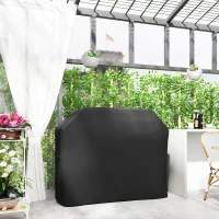 Outsunny Grillabdeckung Schutzabdeckung für Grill Grillplane, wetterbeständig, 147 x 61 x 120cm, Schwarz(m-10)