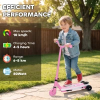 AIYAPLAY Electric Scooter for Kids Aged 4-7 Years, with Flashing LED Lights, Rear Auxiliary Wheels, Pink(m-6)