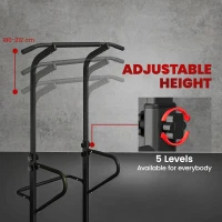 HOMCOM Power Tower Dip Station Pull Up Bar Multi-Function Push Up Equipment with Adjustable Height for Home Gym Strength Training Workout Fitness(m-5)