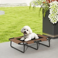 PawHut Erhöhtes Hundebett klappbar Haustierbett, Outdoor Hundeliege mit Netzdesign Kaffee Oxford 75 x 51 x 18 cm(m-10)