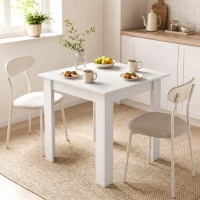 HOMCOM Square Dining Table, Modern Small Dining Table with Wood Effect, Space Saving, Non-slip Foot Pads, White(m-13)