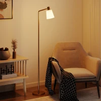 HOMCOM Lámpara de Pie LED Regulable con 3 Temperaturas de Color 3000K-6500K Pantalla Giratoria Bombilla E27 Blanco y Dorado(m-10)