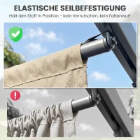 Outsunny Ersatzdach für 3 x 3 m Pergola, einziehbar, mit Regenabflusslöchern, wetterfest, Polyester, Beige 250 x 255 cm Beige(m-7)