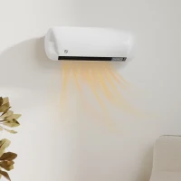 HOMCOM Wand Heizlüfter 2000W Keramik Wandheizgerät mit Ventilator, 2 Leistungsstufen, LED-Display, Thermostat, Weiß(m-2)