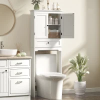 HOMCOM WC-Aufsatz Schrank über der Toilette, WC-Möbel mit 2 Türen, Schublade und verstellbarer Ablage, Weiß(m-2)