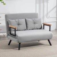 HOMCOM Sofá Cama Convertible 4 en 1 Sofá Cama 2 Plazas Plegable Respaldo Ajustable de 5 Niveles Almohadas 102x73x81cm Gris(m-10)