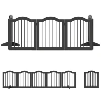 PawHut Absperrgitter Hund Freistehendes Schutzgitter mit Füßen, Klappbar Hundegitter, 5 Paneelen, 261,5 x 29,5 x 61 cm, Schwarz(m-1)