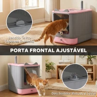 PawHut Caixa de Areia Fechada para Gatos M com Tampa, Saída Superior, Pá, Filtros Desodorizantes, Fácil de Limpar, Rosa(m-7)