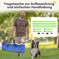 PawHut Agility Set Hunde 4-teiliges höhenverstellbar Agility-Ausrüstung mit 4 Hürden Tragetasche 99 x 65 x 94 cm Grün(m-6)