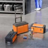 HOMCOM Caja de Herramientas con Ruedas Apilable Carro de Herramientas de Acero con Bandeja Mango Telescópico Naranja y Negro(m-8)