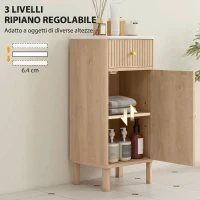 HOMCOM Mobile Bagno Salvaspazio con Cassetto e Anta, per Sala da Pranzo, Salotto, Soggiorno, Cucina, 36x30x80 cm, Rovere(m-5)
