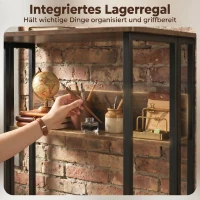 HOMCOM Klappbarer Schreibtisch mit Ablagefach, 80 cm Klapptisch für kleine Räume, Büro, Rustikales Braun(m-5)