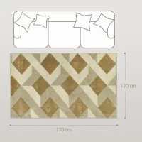 HOMCOM Alfombra Lavable en Lavadora Pelo Corto 170x120 cm Estilo Moderno Tapete para Sala de Estar Dormitorio Comedor Crema(m-3)